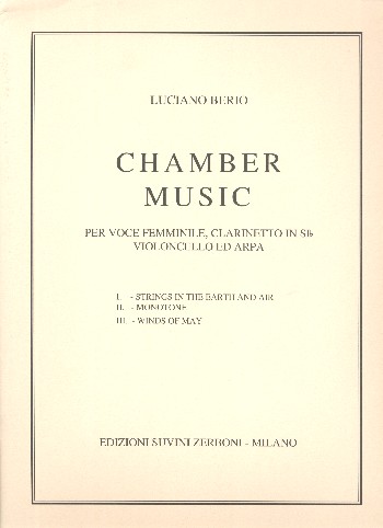 Chamber Music  per voce femminile, clarinetto, violoncello e arpa  partitura (en)