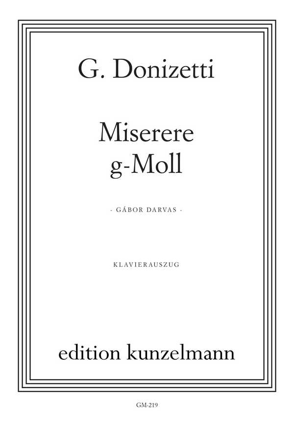 Miserere&nbsp;&nbsp;für Soli, gem Chor und Orchester&nbsp;&nbsp;Klavierauszug (la)