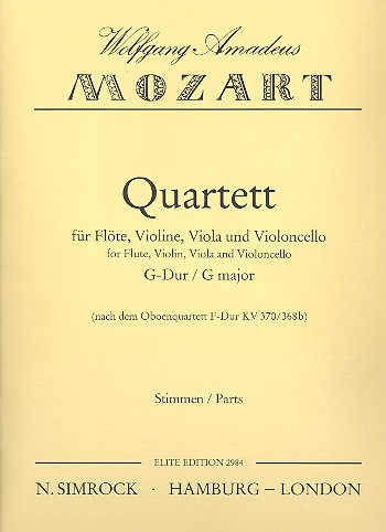 Quartett KV368b&nbsp;&nbsp;für Flöte, Violine, Viola und Violoncello&nbsp;&nbsp;Stimmen