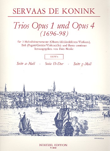Trios aus op.1 und op.4 Band 1&nbsp;&nbsp;für 2 Melodieinstrumente, Bass und Bc&nbsp;&nbsp;Partitur und 3 Stimmen