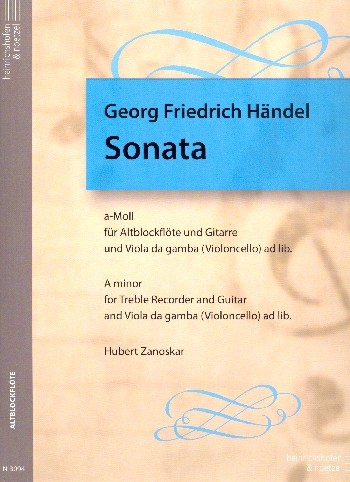 Sonate a-Moll für Altblockflöte&nbsp;&nbsp;und Gitarre&nbsp;&nbsp;Partitur und Stimmen