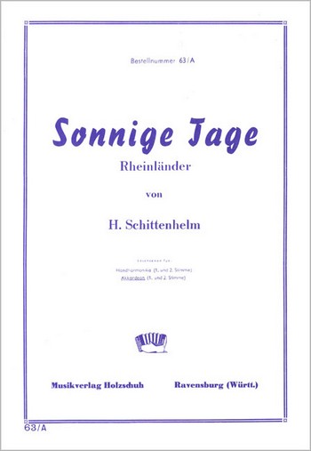 Sonnige Tage Rheinländer für  Akkordeon (mit 2. Stimme)  