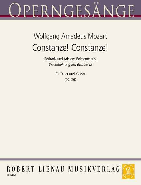 Constanze, Constanze! (aus 'Die Entführung aus dem Serail')  für Tenor und Klavier  