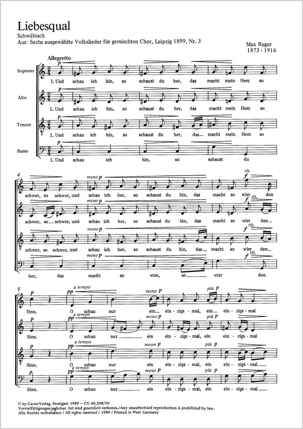 LIEBESQUAL SOPRANO, ALTO, TENORE,&nbsp;&nbsp;BASSO     PARTITUR (DT)&nbsp;&nbsp;