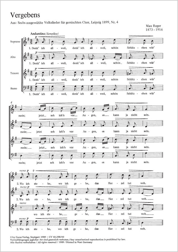 VERGEBENS SOPRANO, ALTO, TENORE,&nbsp;&nbsp;BASSO    PARTITUR (DT)&nbsp;&nbsp;