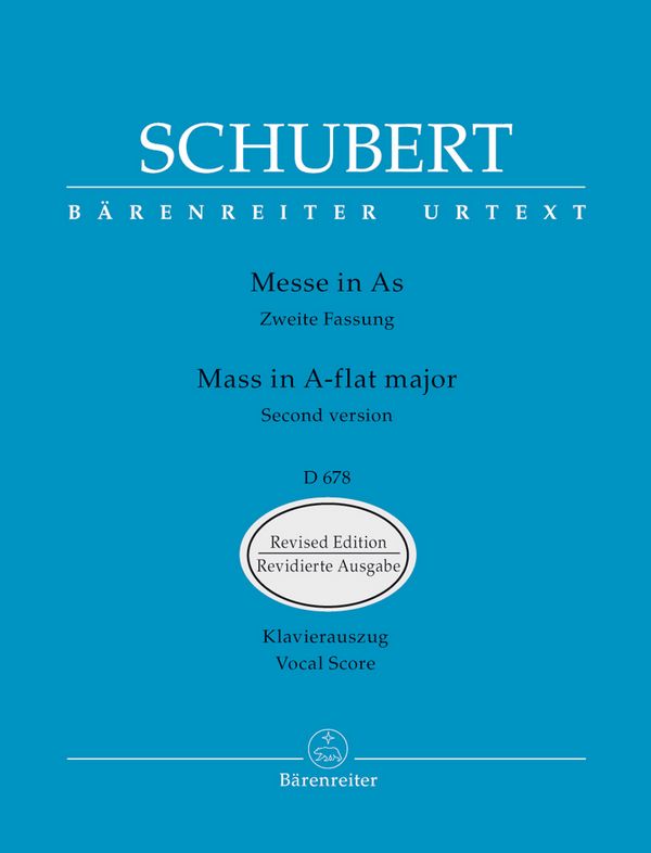 Messe As-Dur D678 2. Fassung&nbsp;&nbsp;für Soli, gem Chor, Orchester und Orgel&nbsp;&nbsp;Klavierauszug
