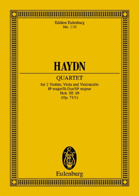 Quartet no. 69 b flat major op.71,1&nbsp;&nbsp;for 2 violins, viola and cello&nbsp;&nbsp;Miniature score