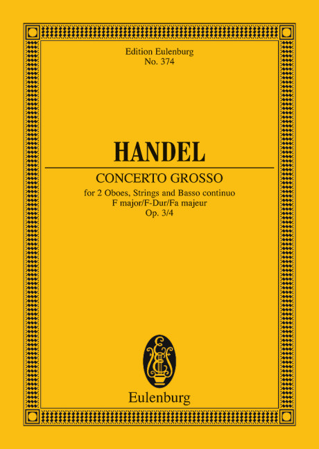 Concerto grosso F-Dur op.3,4  für 2 Oboen und Streicher  Studienpartitur