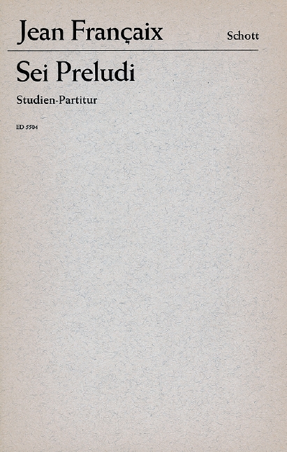 Sei preludi  für Streichorchester  Studienpartitur
