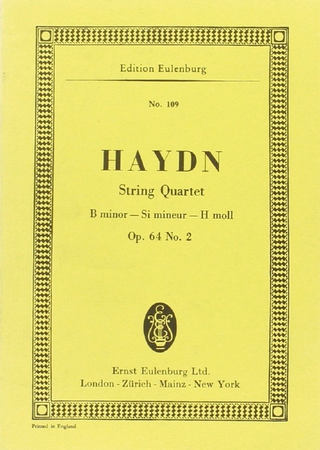 Quartet b minor op.64,2 / H.III:68&nbsp;&nbsp;for two violins, viola and cello&nbsp;&nbsp;Miniature score