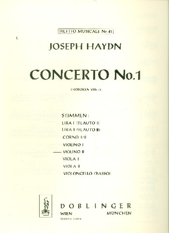 Konzert C-Dur Nr.1 Hob.VIIh:1&nbsp;&nbsp;für 2 Altblockflöten und Orchester&nbsp;&nbsp;Violine 2