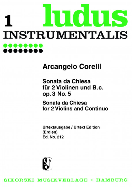 Sonata da chiesa op.3,5 für  2 Violinen und Bc  Partitur und Stimmen