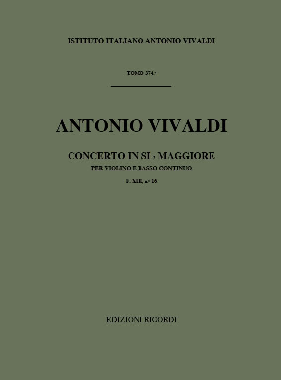 SONATA SI MAGGIORE PER VIOLINO E&nbsp;&nbsp;BASSO CONTINUO, R13/F XIII:16&nbsp;&nbsp;PARTITURA