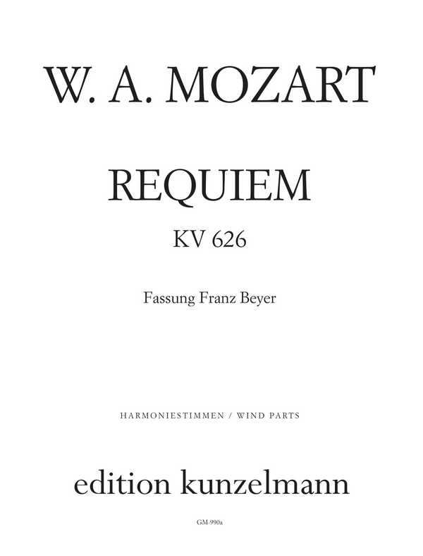 Requiem d-Moll KV626&nbsp;&nbsp;für Soli, Chor und Orchester&nbsp;&nbsp;Harmoniestimmen