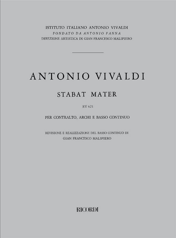 Stabat Mater RV621&nbsp;&nbsp;per contralto, archi e Bc&nbsp;&nbsp;partitura