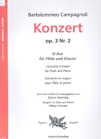 Konzert D-Dur op.3,2 für Flöte  und Orchester für Flöte und Klavier  