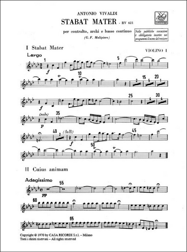 Stabat mater&nbsp;&nbsp;per contralto e orchestra&nbsp;&nbsp;parti