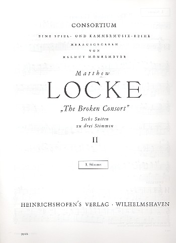 The broken Consort Band 2&nbsp;&nbsp;6 Suiten für 2 Violinen und&nbsp;&nbsp;Violoncello,  Violine 1