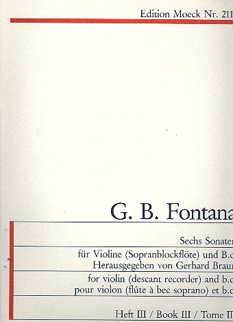 6 Sonaten Band 3 (Nr.5-6)  für Violine (Sopranblockflöte) und Bc  