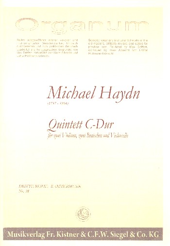 Quintett C-Dur   für 2 Violinen, 2 Violen und Violoncello  Partitur