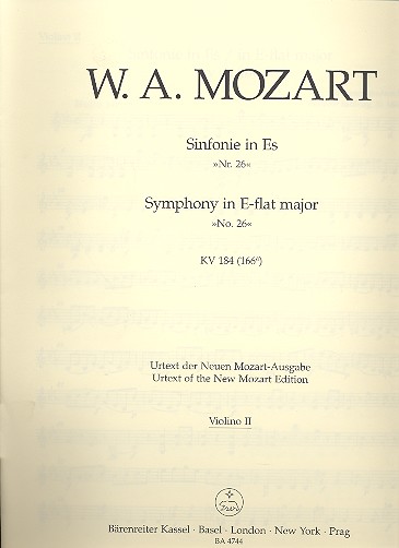 Sinfonie Es-Dur Nr.26 KV184&nbsp;&nbsp;für Orchester&nbsp;&nbsp;Violine 2