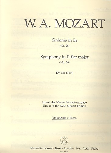 Sinfonie Es-Dur Nr.26 KV184&nbsp;&nbsp;für Orchester&nbsp;&nbsp;Cello/Bass