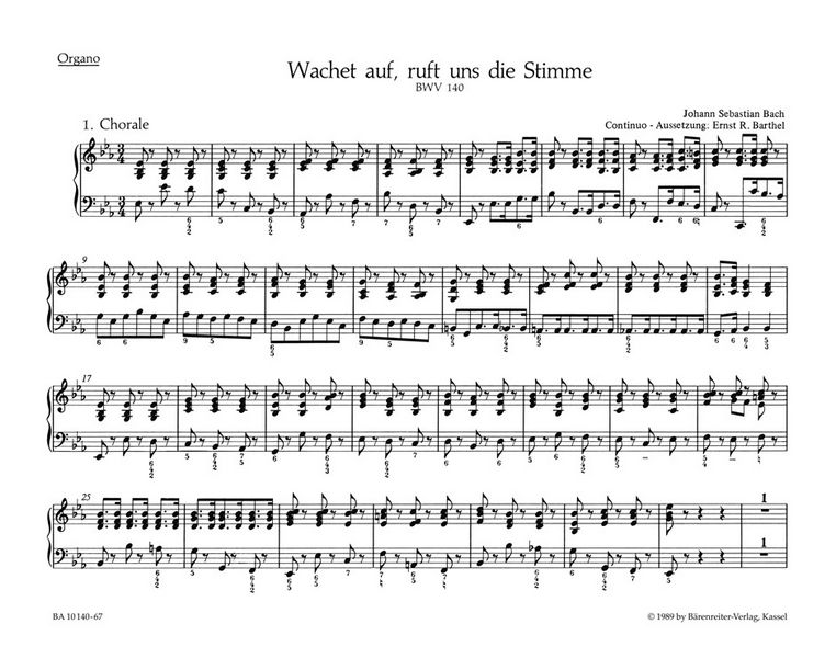 Wachet auf ruft uns die Stimme&nbsp;&nbsp;Kantate Nr.140 BWV140&nbsp;&nbsp;Orgel