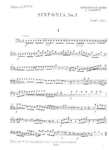 Sinfonia D-Dur Nr.1 Hob.I:1 für Orchster&nbsp;&nbsp;Violoncello/Kontrabass/Fagott&nbsp;&nbsp;