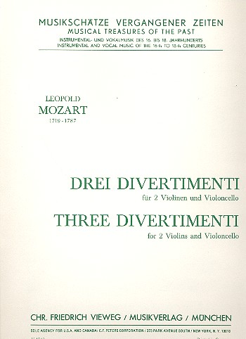 3 Divertimenti  für 2 Violinen und Violoncello  Stimmen