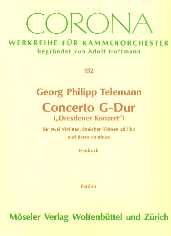 Konzert G-Dur&nbsp;&nbsp;für 2 Violinen, Streicher und bc&nbsp;&nbsp;Partitur