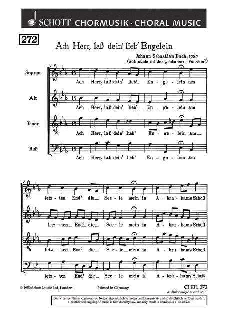 Ach Herr, lass dein' lieb' Engelein&nbsp;&nbsp;für gemischten Chor&nbsp;&nbsp;Chorpartitur