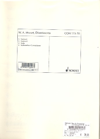 Divertimento C-Dur KV157&nbsp;&nbsp;für Streichorchester&nbsp;&nbsp;Stimmensatz (5/5/3/5)