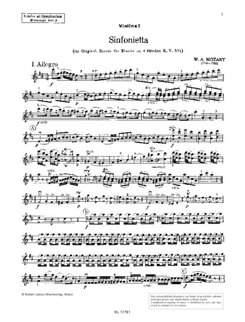 Sinfonietta&nbsp;&nbsp;für Streichorchester&nbsp;&nbsp;Violine 1
