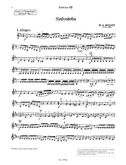 Sinfonietta&nbsp;&nbsp;für Streichorchester&nbsp;&nbsp;Violine 3