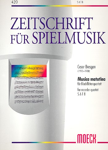 Musica matutina für  4 Blockflöten (SATB)  Spielpartitur