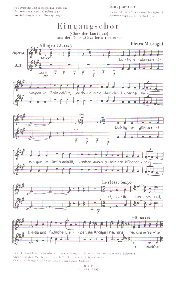 Eingangschor der Landleute&nbsp;&nbsp;für gem Chor a cappella&nbsp;&nbsp;Singpartitur