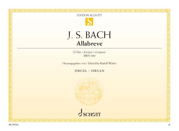 Allabreve D-Dur BWV589&nbsp;&nbsp;für Orgel&nbsp;&nbsp;