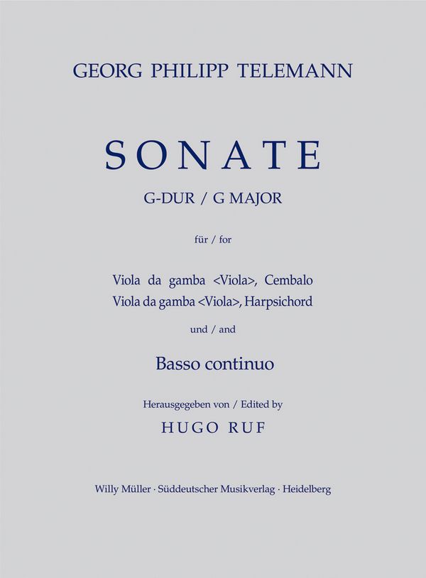 Sonate G-Dur für Viola da gamba&nbsp;&nbsp;(Viola), obligates Cembalo und Bc&nbsp;&nbsp;