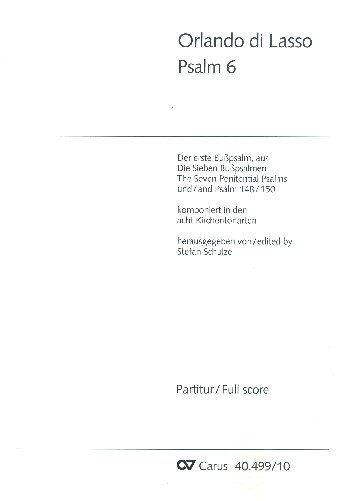 Domine ne in furore Psalm 6&nbsp;&nbsp;für gem Chor a cappella&nbsp;&nbsp;Partitur