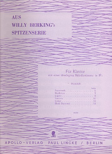 Willy Berking's Spitzenserie für  für Klavier mit übergelegter Melodiestimme in B  