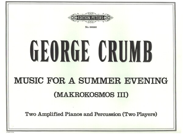 Music for a Summer Evening&nbsp;&nbsp;for 2 amplified pianos and percussion&nbsp;&nbsp;score (2 players) large size