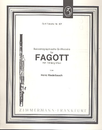 Grifftabelle&nbsp;&nbsp;für Fagott mit Trillergriffen&nbsp;&nbsp;