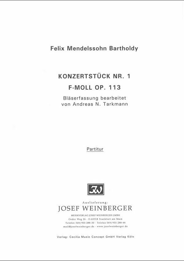Konzertstücke f-Moll Nr.1 op.113&nbsp;&nbsp;für 9 Bläser&nbsp;&nbsp;Partitur