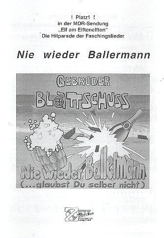 Nie wieder Ballermann:  Einzelausgabe Gesang und Klavier  
