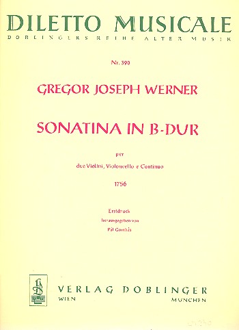SONATINA B-DUR FUER 2 VIOLINEN,  VIOLONCELLO UND BC  GOMBAS, PAL, ED