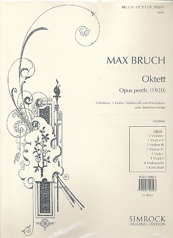 Oktett oppost.  für 4 Violinen, 2 Violen und Violoncello (Kontrabass)  Stimmen