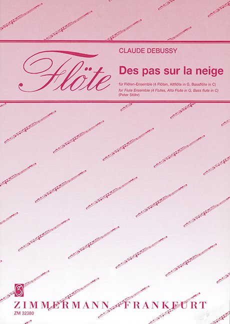 Des pas sur la neige für  Flöten-Ensemble (4 Flöten,  Altflöte in G, Bassflöte in C)