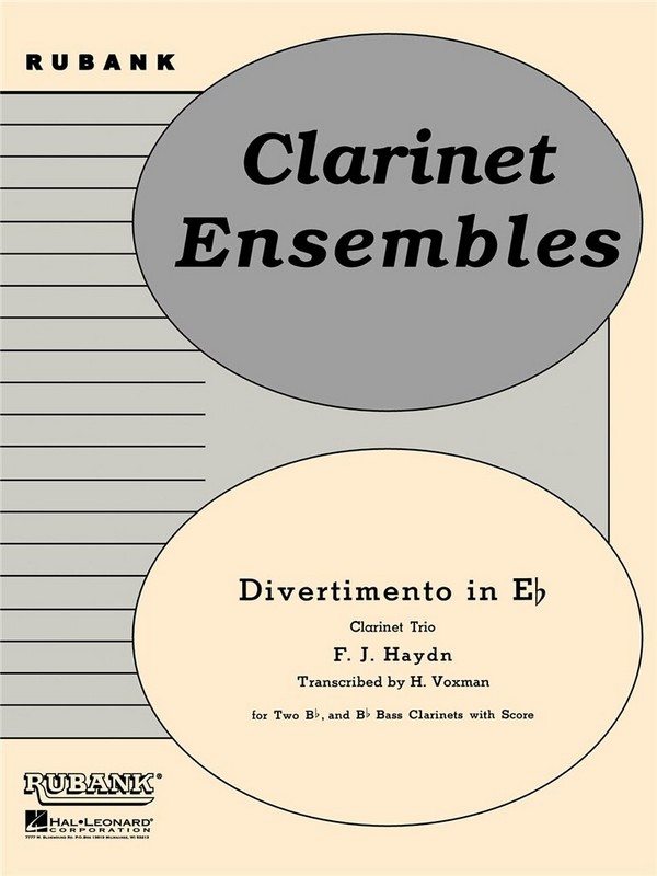 Divertimento in Eb for 3 clarinets  score and parts  