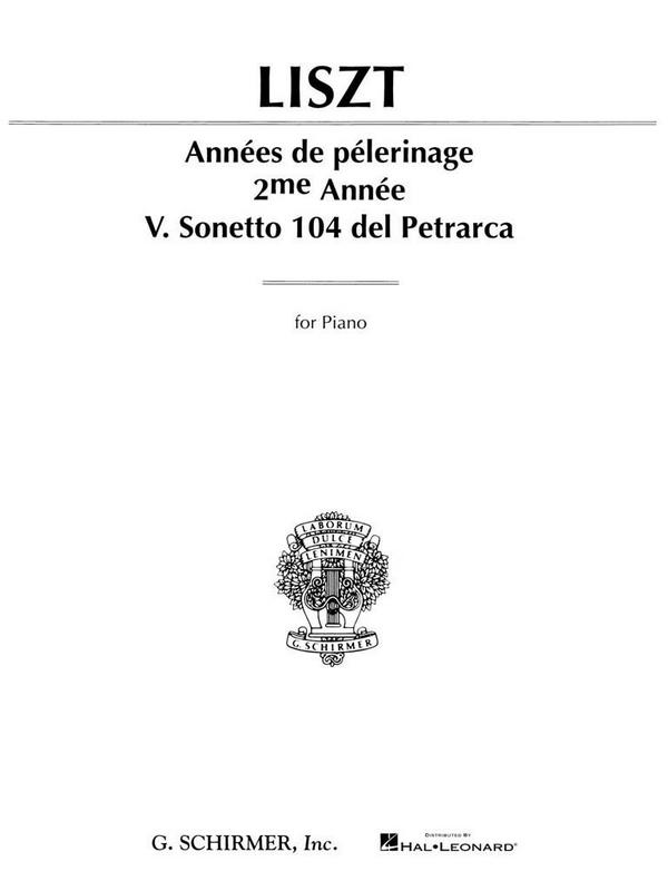 Sonetto no.5 104 del Petrarca&nbsp;&nbsp;for piano&nbsp;&nbsp;