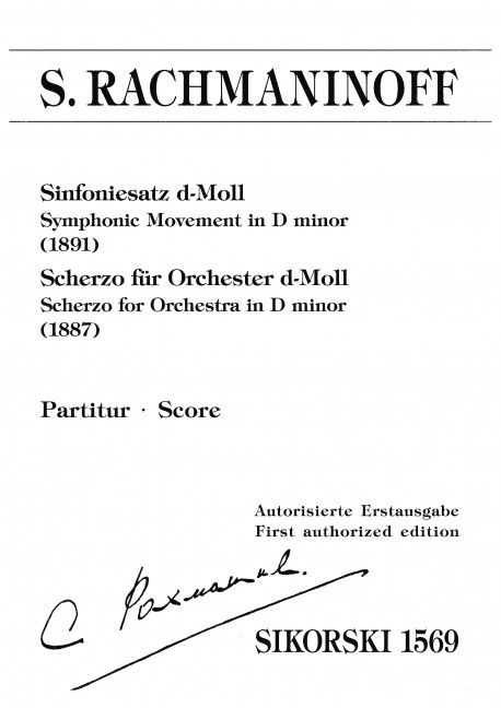 Sinfoniesatz d-Moll  und  Scherzo  d-Moll für Orchester  Partitur  